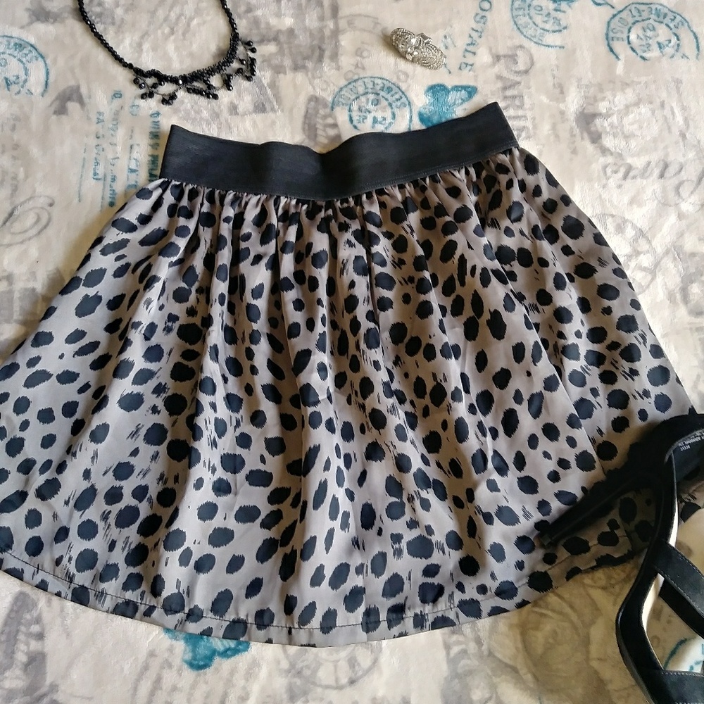 Gunmetal Gray Animal Print Skater Skirt